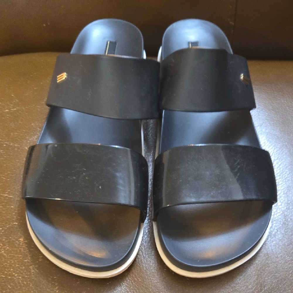 Melissa Black Sandals with Wide Strap and Cushioned Sole